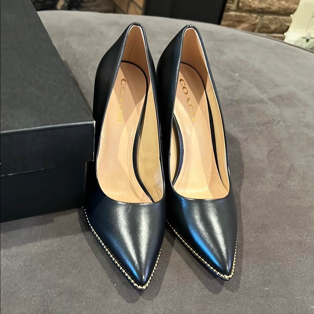 COACH Waverly Black Leather Women's Heels